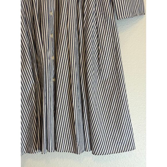 ELIZA J DRESS Shirt Dress Blue White Stripe Button Down Cotton Fit Flare Size 12 - Picture 5 of 8
